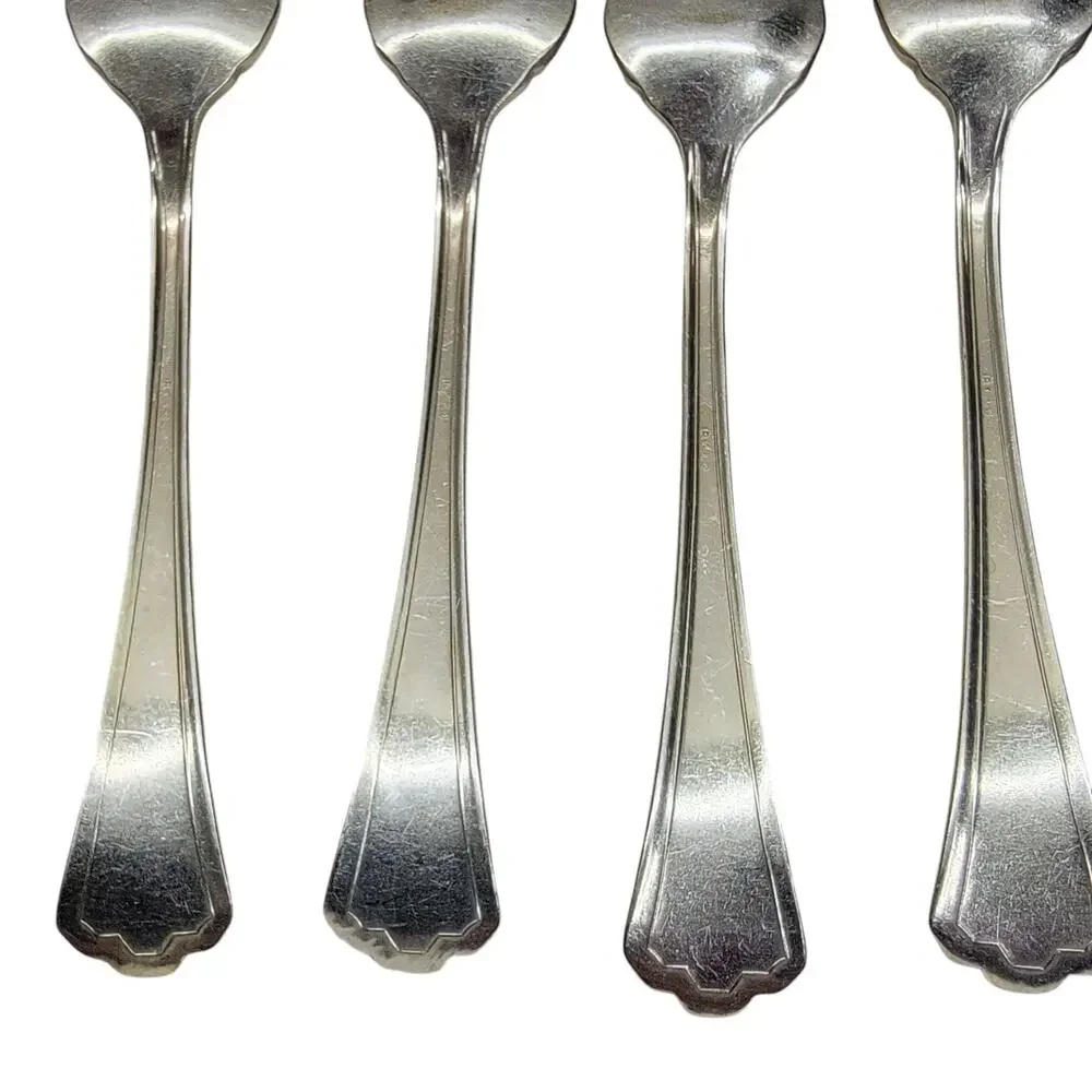 R.C.CO Vintage Silverplate Salad Forks 6 Pc Set Art Deco Stepped Handle